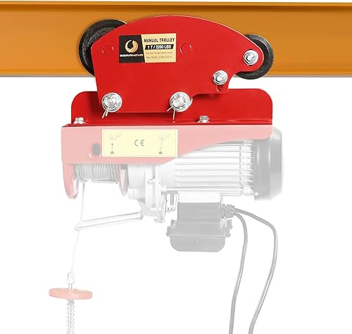 BEAMNOVA Carro manual para I-Beam 1 tonelada de empuje engranado arriba para PA600 PA700 PA800 PA900 PA1000 polipasto eléctrico con 6 ruedas