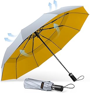 TECKNET Paraguas Plegable, Antiviento Sombrilla con Doble Cubierta para Hombres, Automático Abierto y Cierre, Ligero Portá...