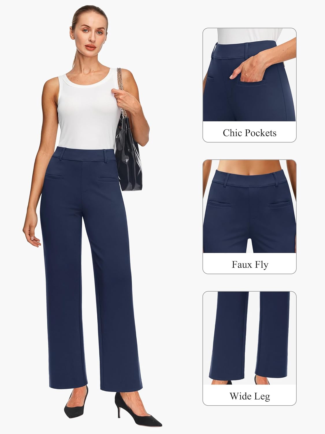 Wide Leg Dress Pants Womens High Waisted Work Pants Business Casual Outfits Office Slacks Trousers with Pockets - Image 5