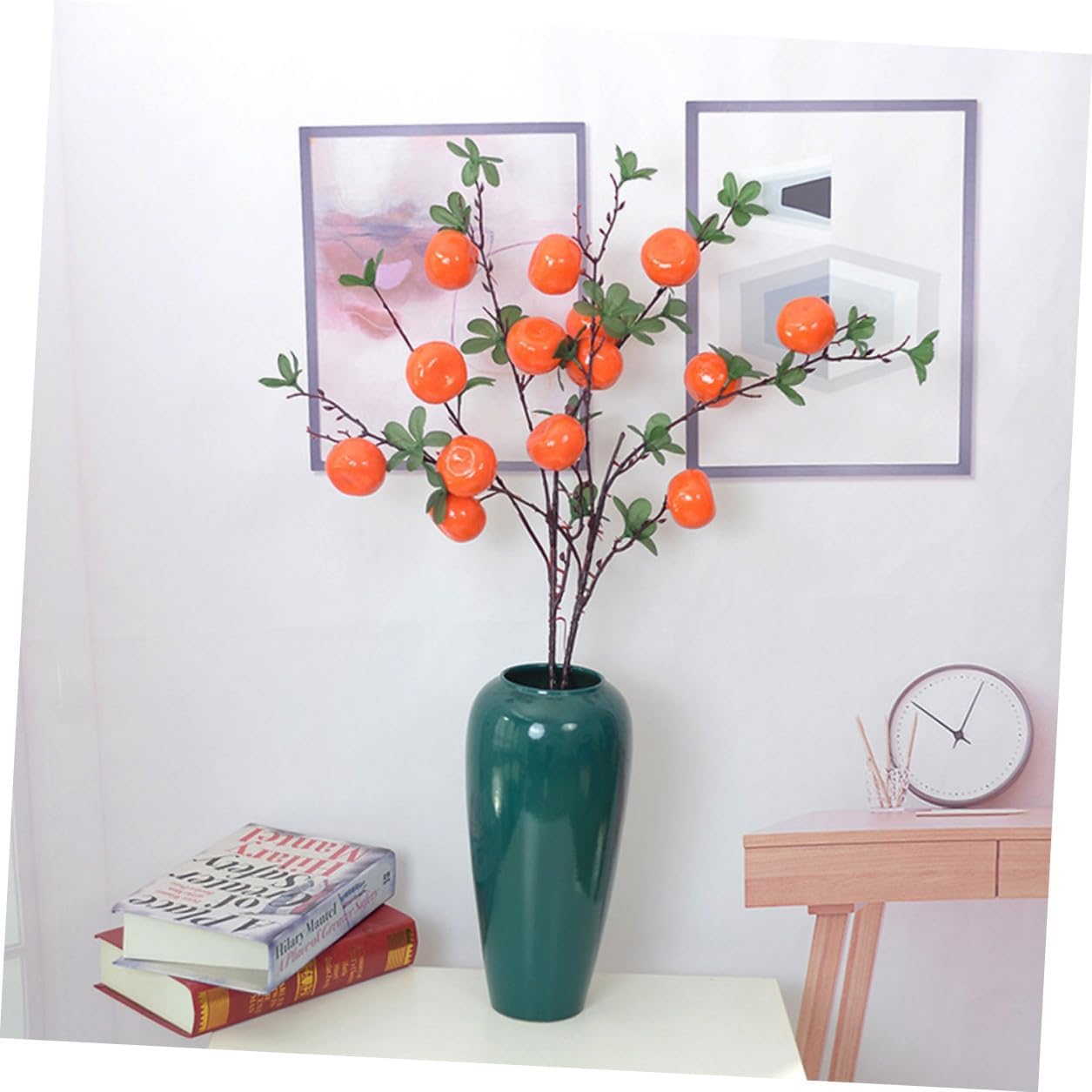 Artificial Orange Fruit Branch 7-Head Lifelike Fake Fruit Plant Ornament for Home Living Room Table Centerpiece Décor and Photography Prop