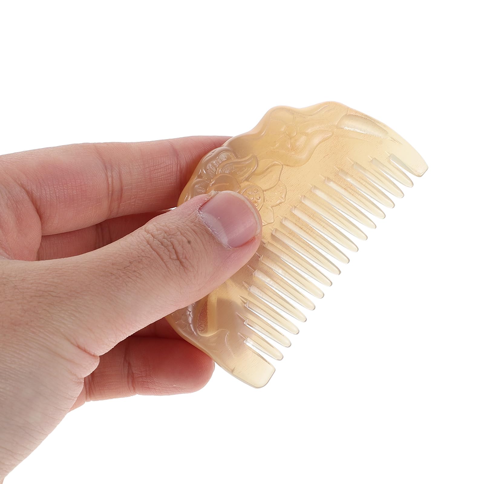 FOMIYES Pettine in Corno di Pecora Naturale Fatto a Mano Pettine Antistatico a Denti Larghi per Massaggio Capelluto Robusto per Districare Chioma in Viaggio