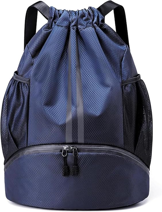 Drawstring Gym Backpack with Shoe Compartment, Waterproof Sports Bag for Men & Women, Multi-Pocket Travel, Swimming & Basketball Backpack-image-24