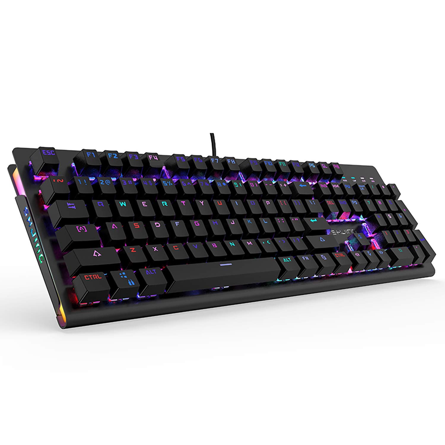 ETROBOT Mechanical Gaming Keyboard with MX Blue Switches,RGB LED Backlit and Exclusive Side Light,Heavy Duty Aluminum Chassis,USB Wired Spill-Resistant for Windows Game