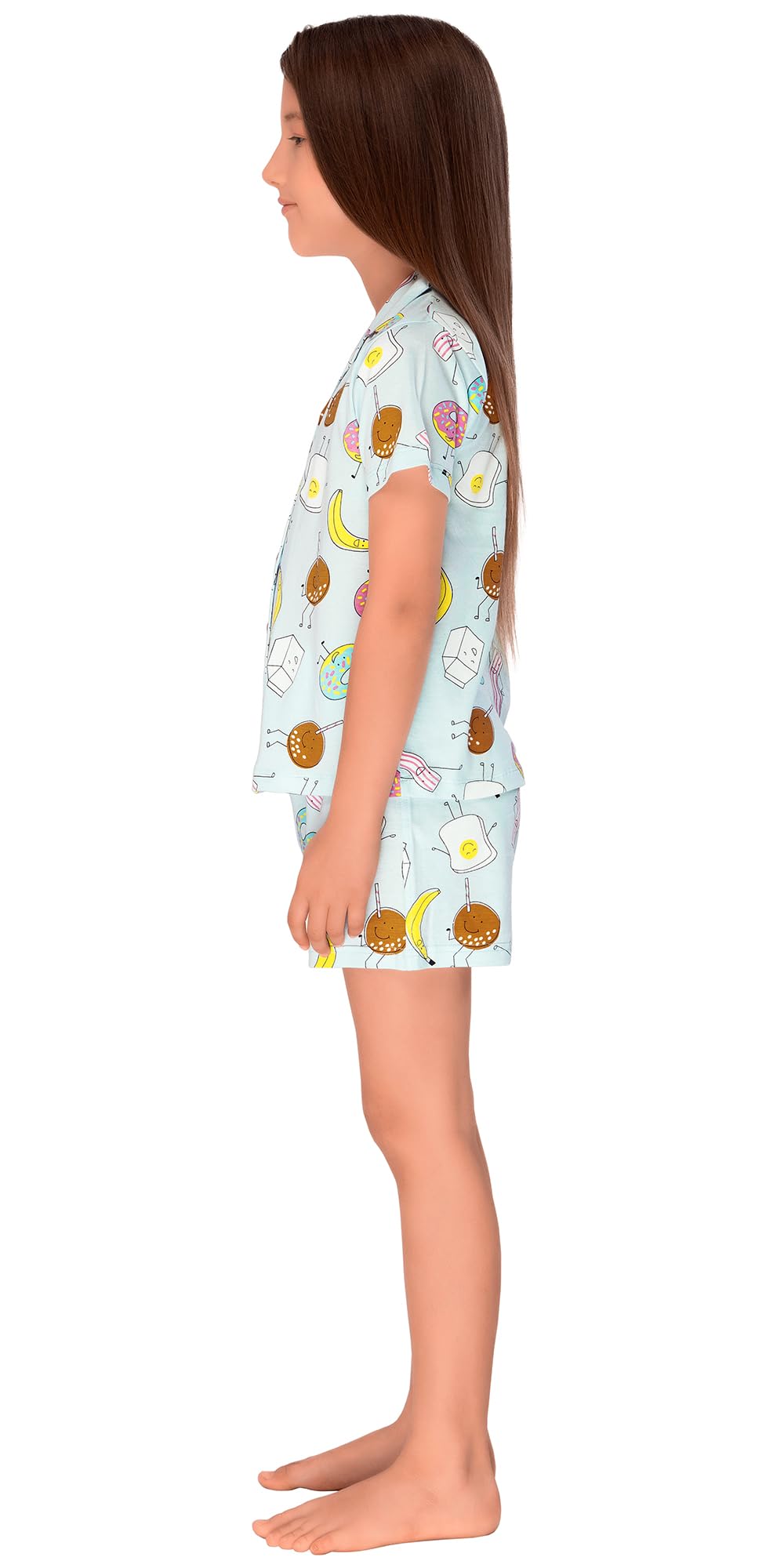 Laughing Kids Fun Doughnuts Shirt and Shorts Night Suit Sets for Girls LK-CL-25103 (7 to 8 Years) Light Blue 3