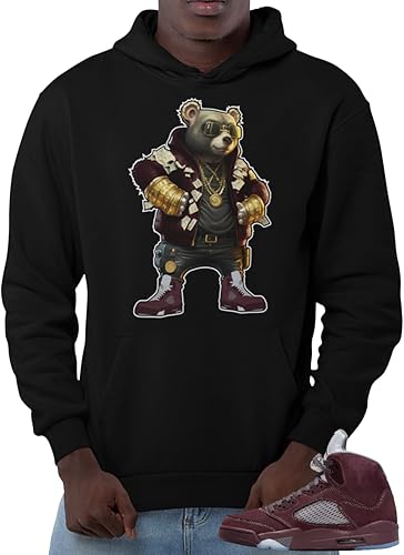 Sudadera con capucha a juego Jordan 5 Burgundy Hombres Graphic Sudaderas