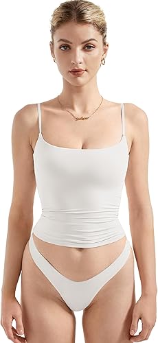 SUUKSESS Women Double Line Square Neck Tank Top Summer Y2K Going Out Basic Cami Shirt
