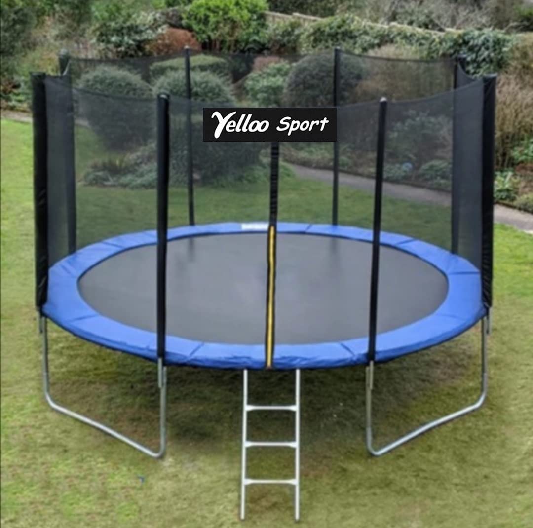Trampolino per interni ed esterni, 150 cm, con rete di sicurezza, mini trampolino per bambini con cestino da basket, tappetino da salto robusto per ragazzi e ragazze