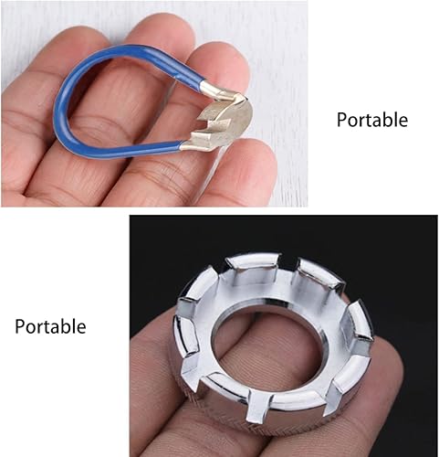 Miniatura 3 de Llave de ajuste de radios de bicicleta Juego de 2 herramientas de ajuste de llantas de bicicleta (plata y azul)