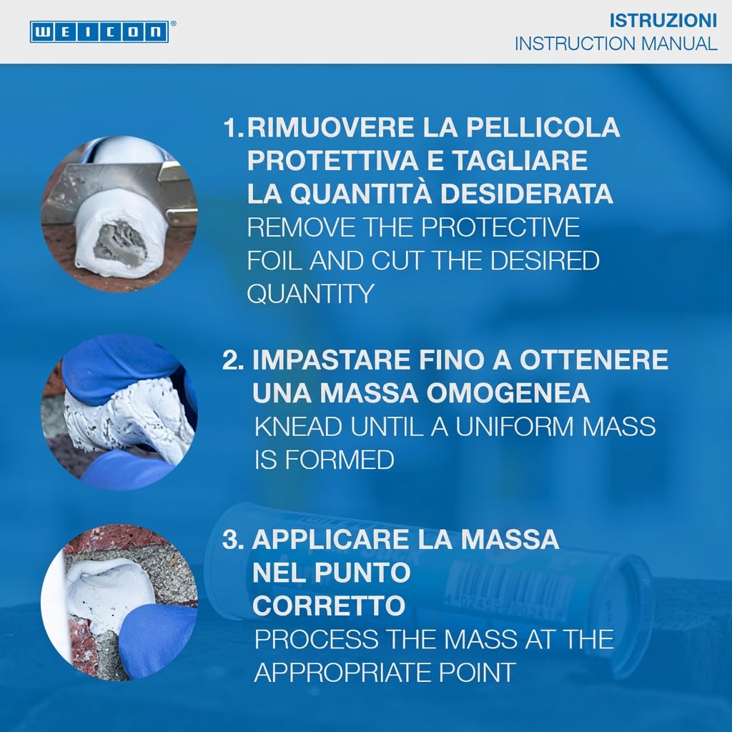 WEICON Barretta Alluminio 57 g | Adesivo bicomponente per riparazioni | Non arrugginisce