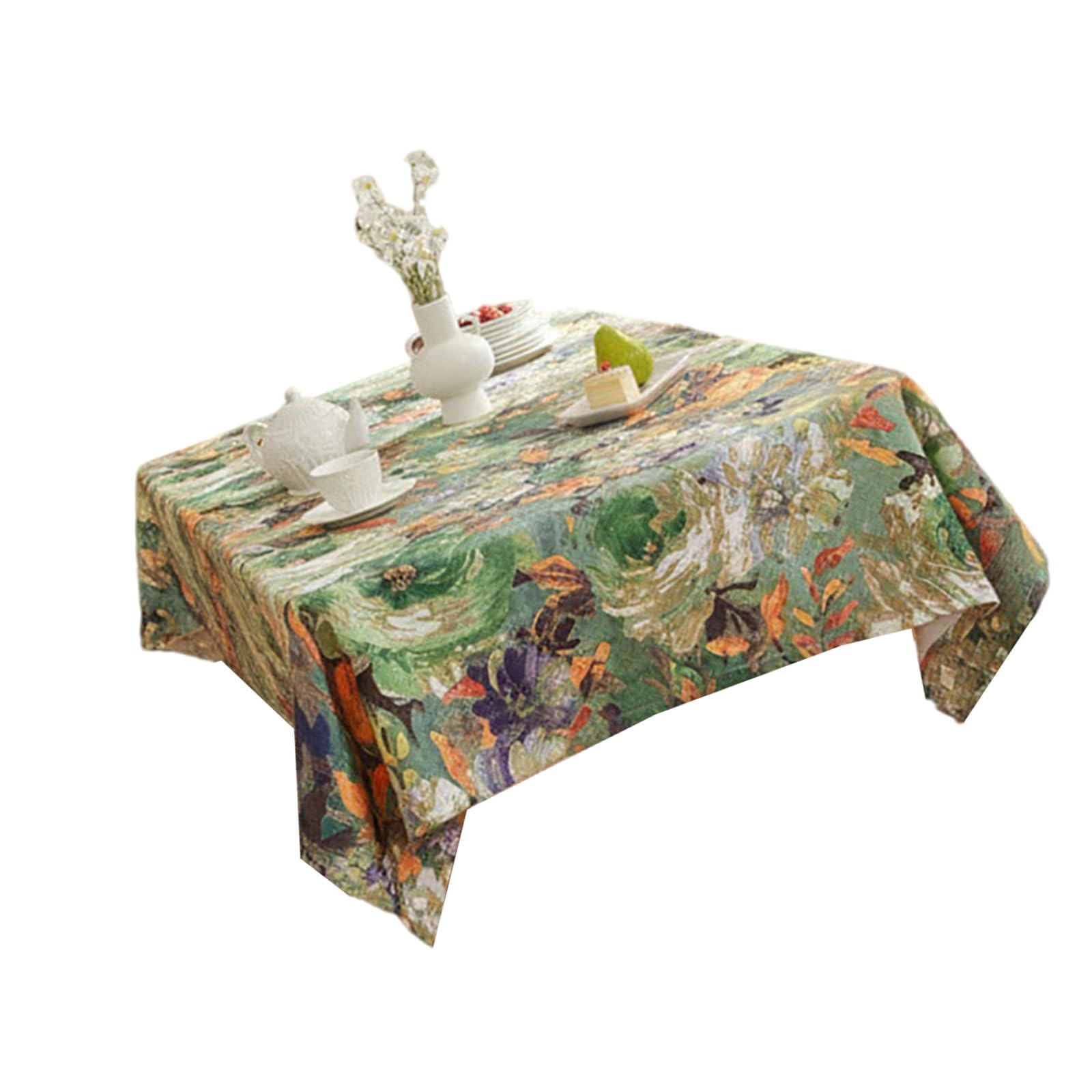 Buxuaaaa Wrinkles Proof Oil Painting Tablecloth Sturdy Polyester Fabric for Dining Room Home Decoration Polyester Tablecloth