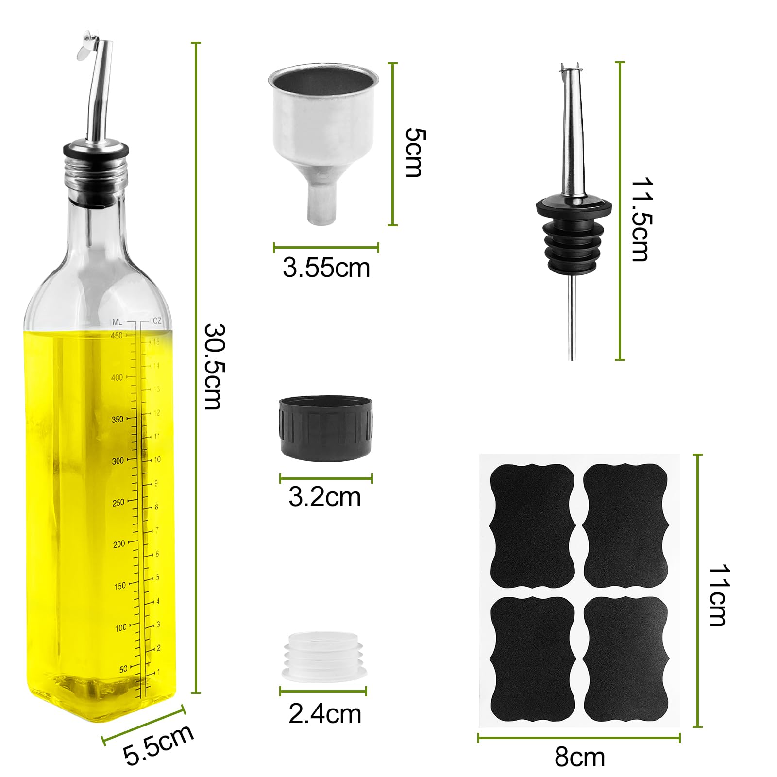 Beylce Lot De 4 Bouteilles à Huile D'Olive 500 Ml Avec Bec Verseur Anti-Goutte – Verre Épaissi, Accessoires Complets Et Étiquettes Incluses Beylce Lot De 4 Bouteilles à Huile D'Olive 500 Ml Avec Bec Verseur Anti-Goutte – Verre Épaissi, Accessoires Complets Et Étiquettes Incluses