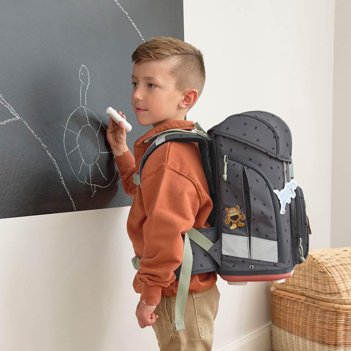 Lässig Set di borse per la scuola da 7 pezzi per bambini/School Set Boxy Unique Speckles anthracite