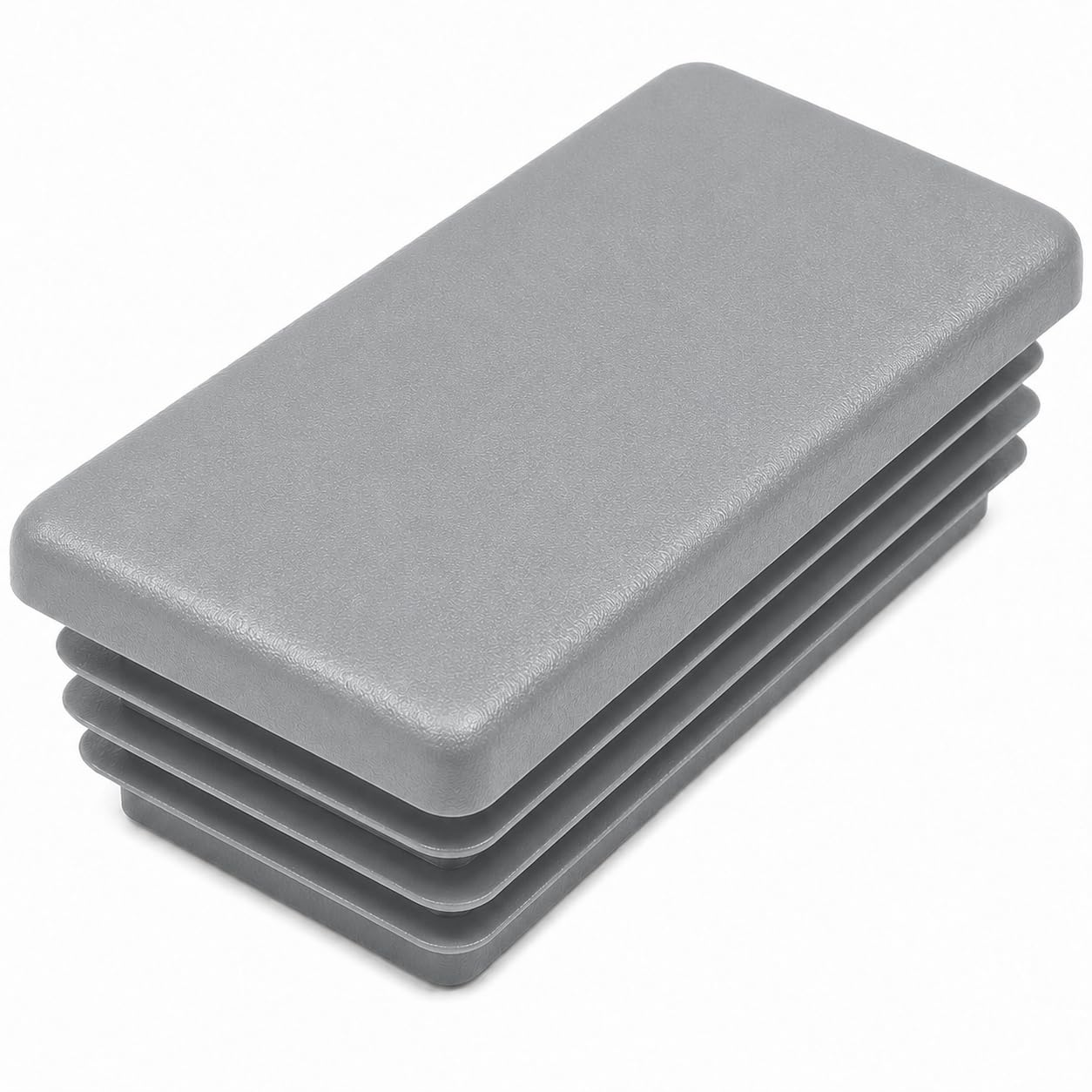 (Pack of 6) Rectangular Plastic Plugs 1-3/16" x 2-3/4" (30 x 70 mm), Matt Tube Inserts, Fence Post Caps, Window Gray RAL 7040