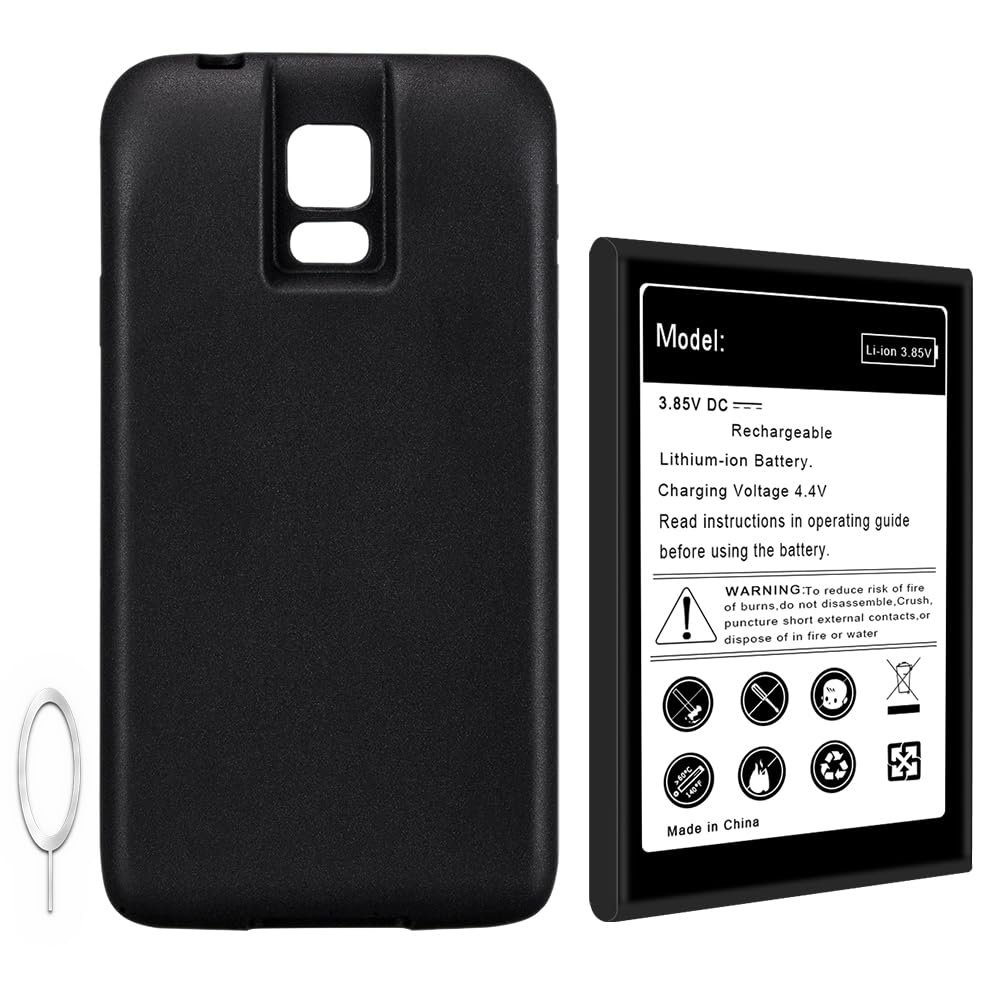 Long Endurance Upgraded Rechargeable 8900mAh 3.85V Battery Full Edge Protection TPU Case Cover SIM Tool Compatible with Samsung Galaxy S5 SM-G900T1 MetroPCS