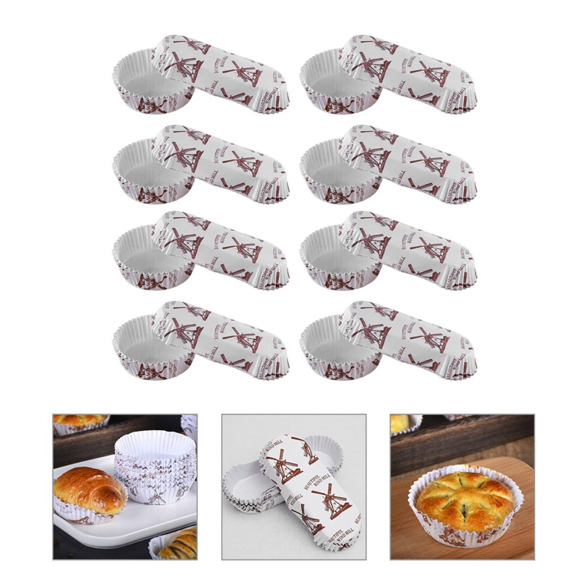 VALICLUD Tazas para Hornear Cupcakes de Papel Pet Resistentes a Altas Temperaturas, 200 Piezas (100 Redondas 100 en Forma de Barco) para Repostería Casera y Profesional
