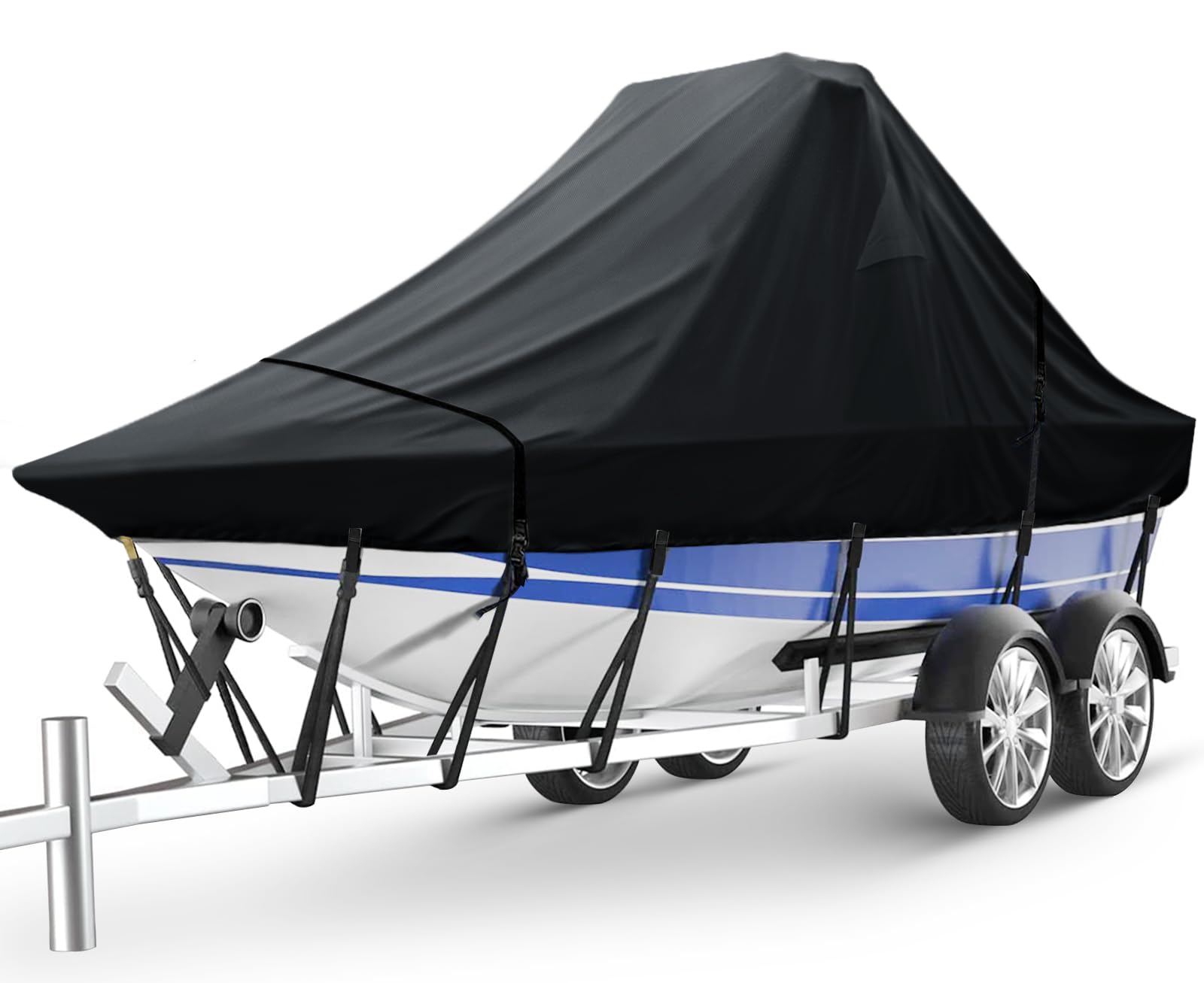 Photo 1 of 900D Wakeboard Tower Boat Cover 21ft - 23ft, Cover The Ski/Wakeboard Tower and Boat, 100% Waterproof Breathing Vents UV Protection, Beam Width: up to 116" Black