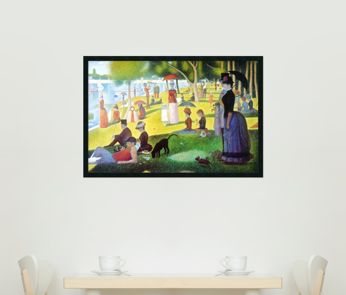 Framed Art Print, 'Sunday Afternoon on the Island of La Grande Jatte, 1884-1886' by Georges Seurat: Outer Size 37 x 25"