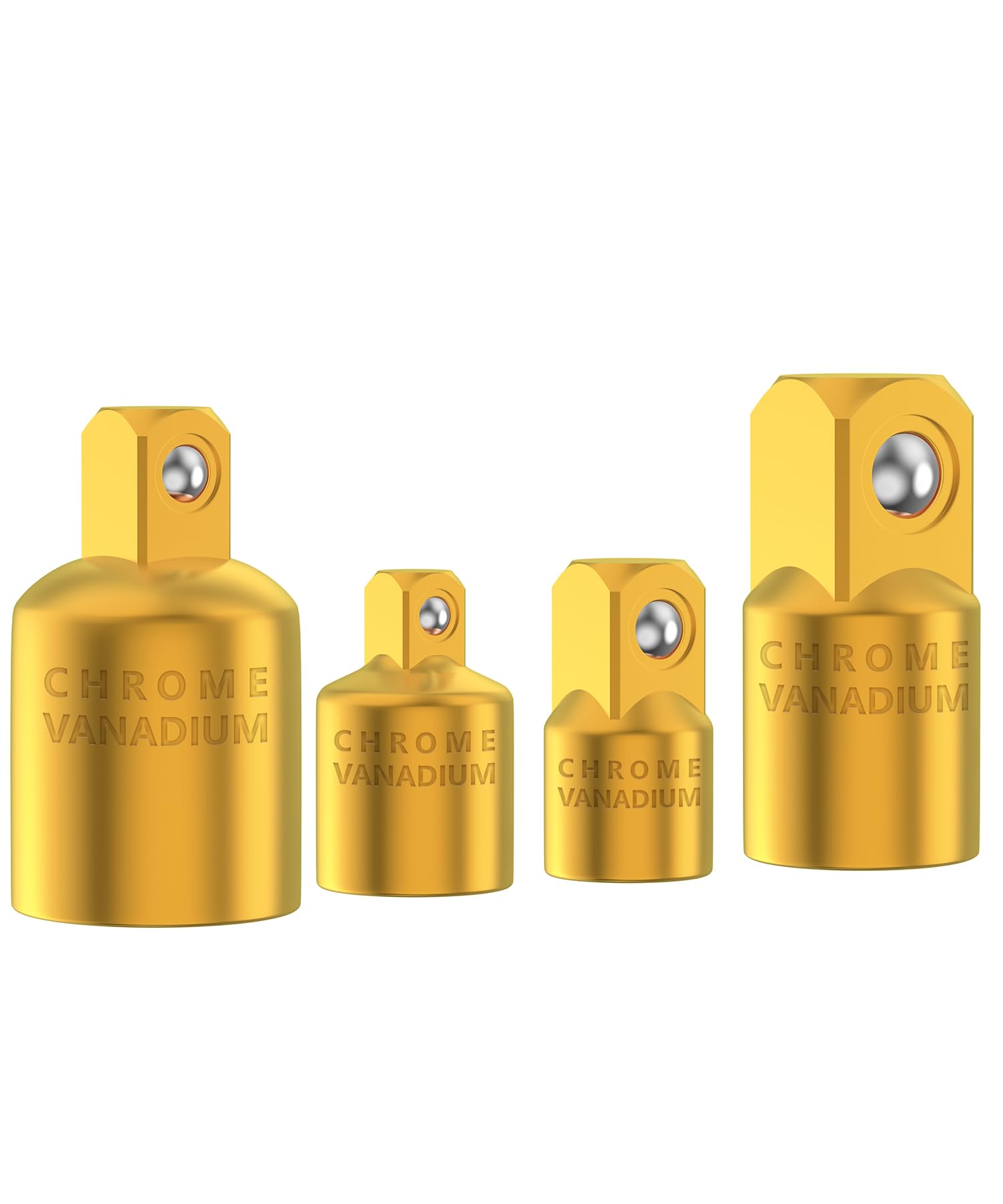 Bates- Impact Socket Adapter and Reducer Set, 4 pcs, 1/2" 1/4" 3/8", Gold Impact Socket Adapter Set, Impact Adapter Set