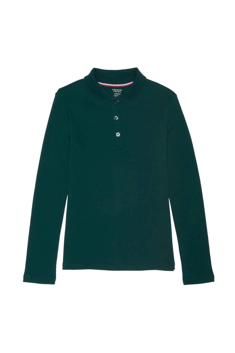 French Toast Girls' Ruffle Collar Polo Shirt with Long Sleeves