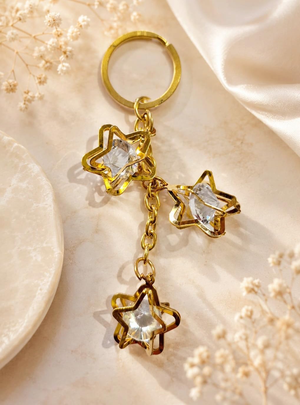 Elegant Crystal Charm Keychain for Girls & Women | Luxury Gold-Tone Metal Key Ring with Sparkling Rhinestone Pendant for Handbags, Purse, Backpack & Car Keys-image-7