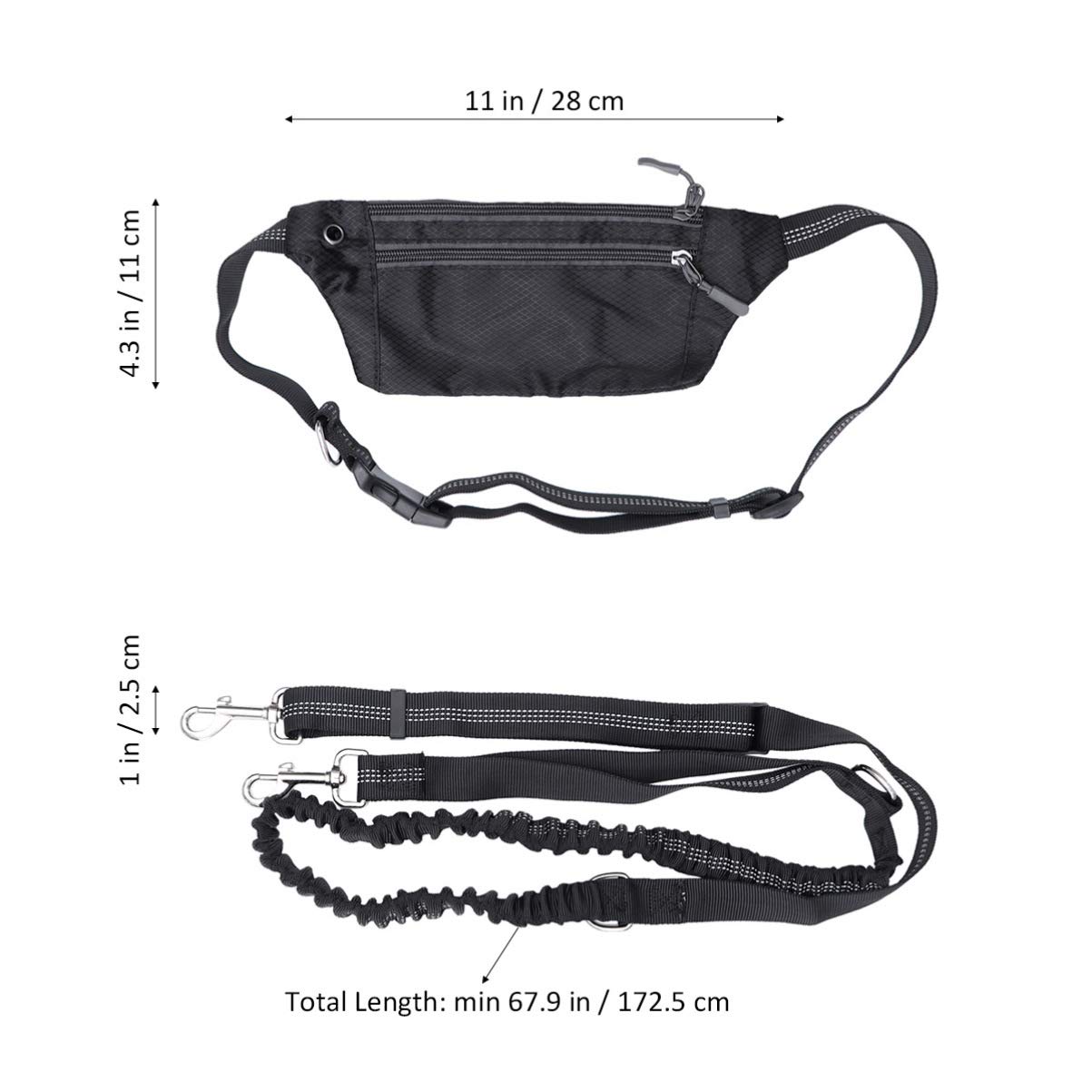 VICASKY Dog Leash for Running Walking Elastic Bungee Leash with Waist Pack Pet Accessory
