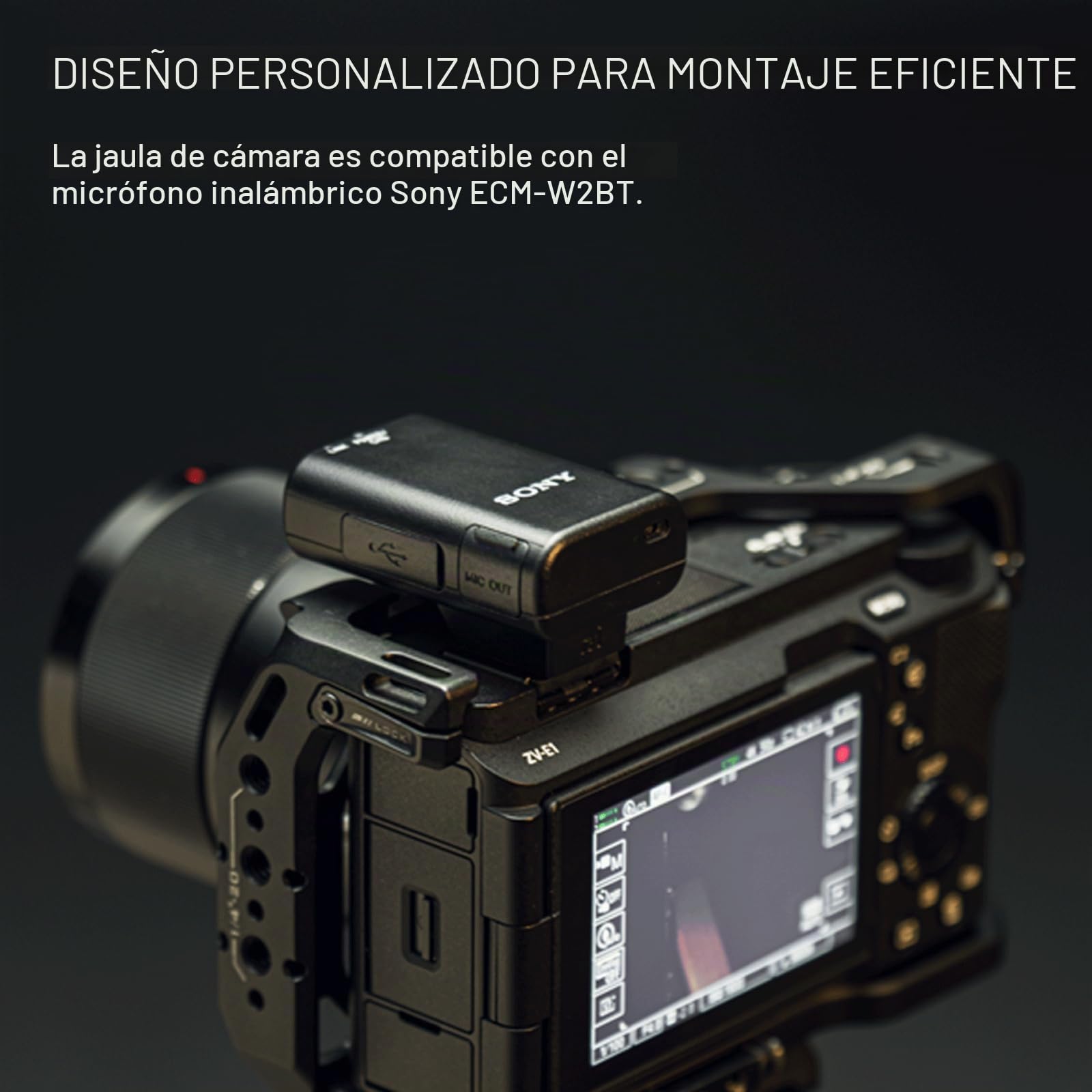 Tilta Jaula ZV-E1, jaula completa para cámara compatible con Sony ZV-E1 con mango integrado, alta compatibilidad y ligereza, color negro TA-T35-FCC-B