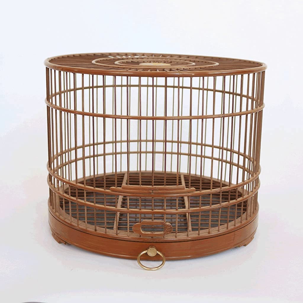 Jaula para Pájaros De Bambú Morado, Jaula Pequeña con Asa, Transportín Redondo para Pájaros, Casita para Pájaros Vintage para El Hogar O El Hotel.,