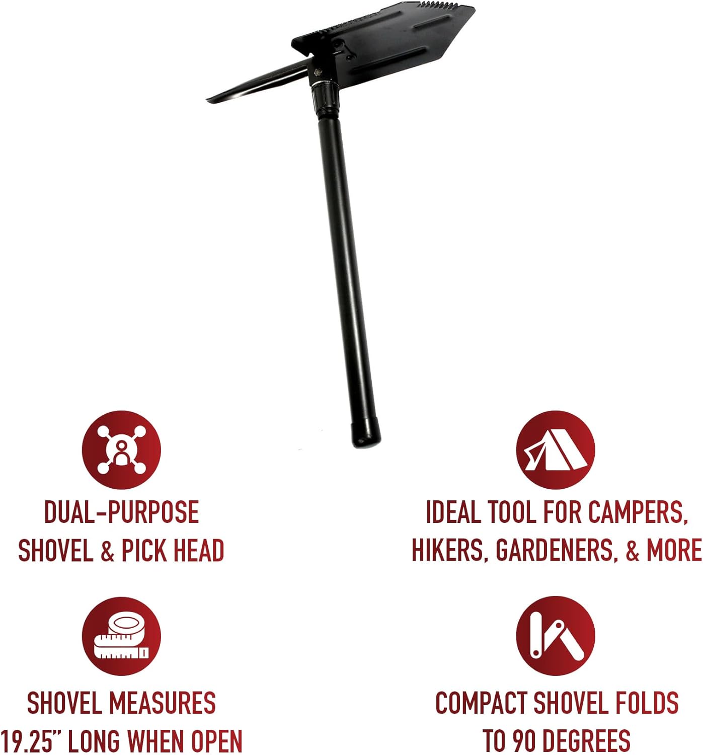 Rothco Heavy Weight Steel Handle Folding Pick & Shovel – Compact Outdoor Camping Survival Tool