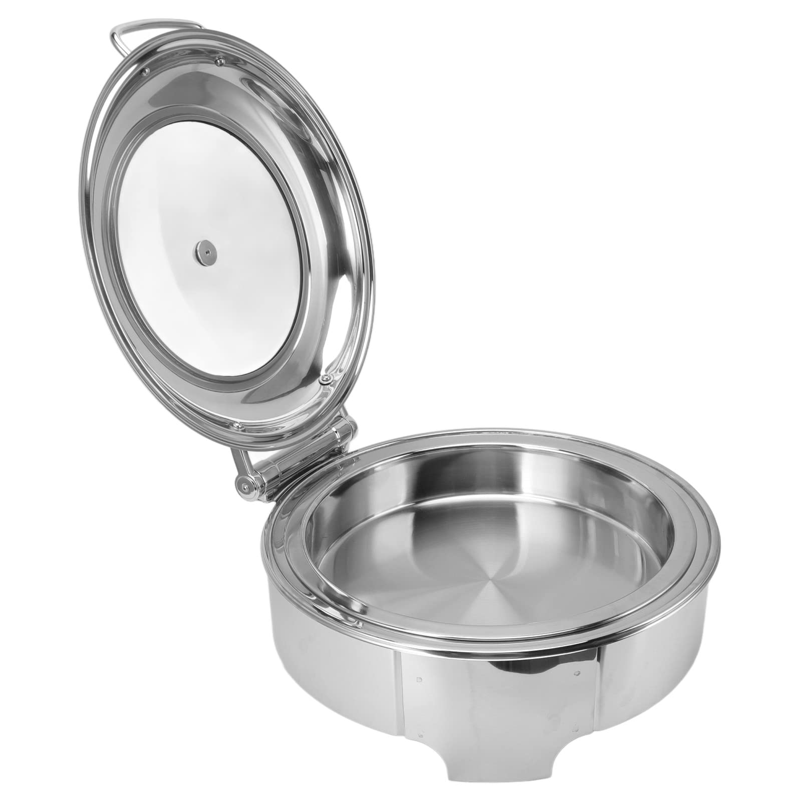 Ejoyous Chafer Redondo de Acero Inoxidable para Buffet, Plato Redondo con Tapa Enrollable, Cuerpo de 16,7 Pulgadas, Bandejas para Comida y Agua, Apertura de 90° y 180°, para Banquetes Buffet Catering