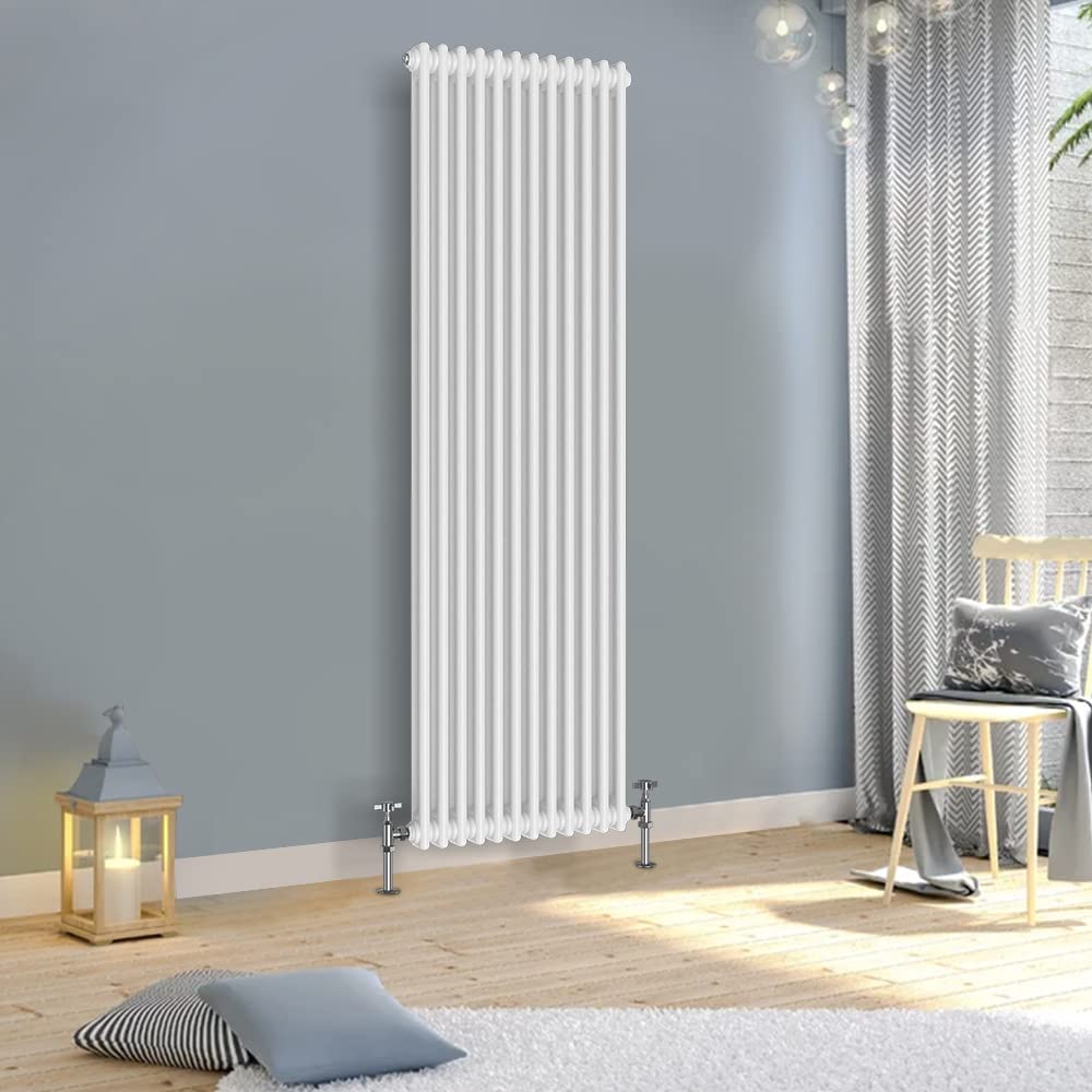 Warmehaus White 1800X560mm Vertical Traditional Radiator 2 Column Cast Iron Style Tall Upright Radiator Central Heating