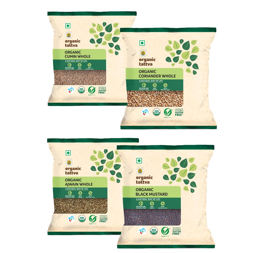 Organic Tattva, Organic Mix Whole (Sabut) Spices (Ajwain, Cumin, Coriander and Black Mustard) - 400 Gram | 100% Vegan, Gluten Free and NO Additives | Fresh, Clean, and sorted (B09FTFVQJ3) Amazon Price History, Amazon Price Tracker