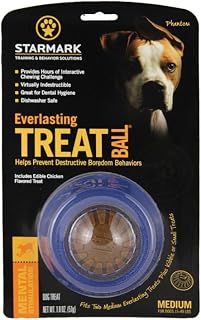 Starmark Everlasting Treat Ball Medium Dog Toy - Indestructible Interactive Chew Ball with Treat for Boredom Relief, Under 40 lbs