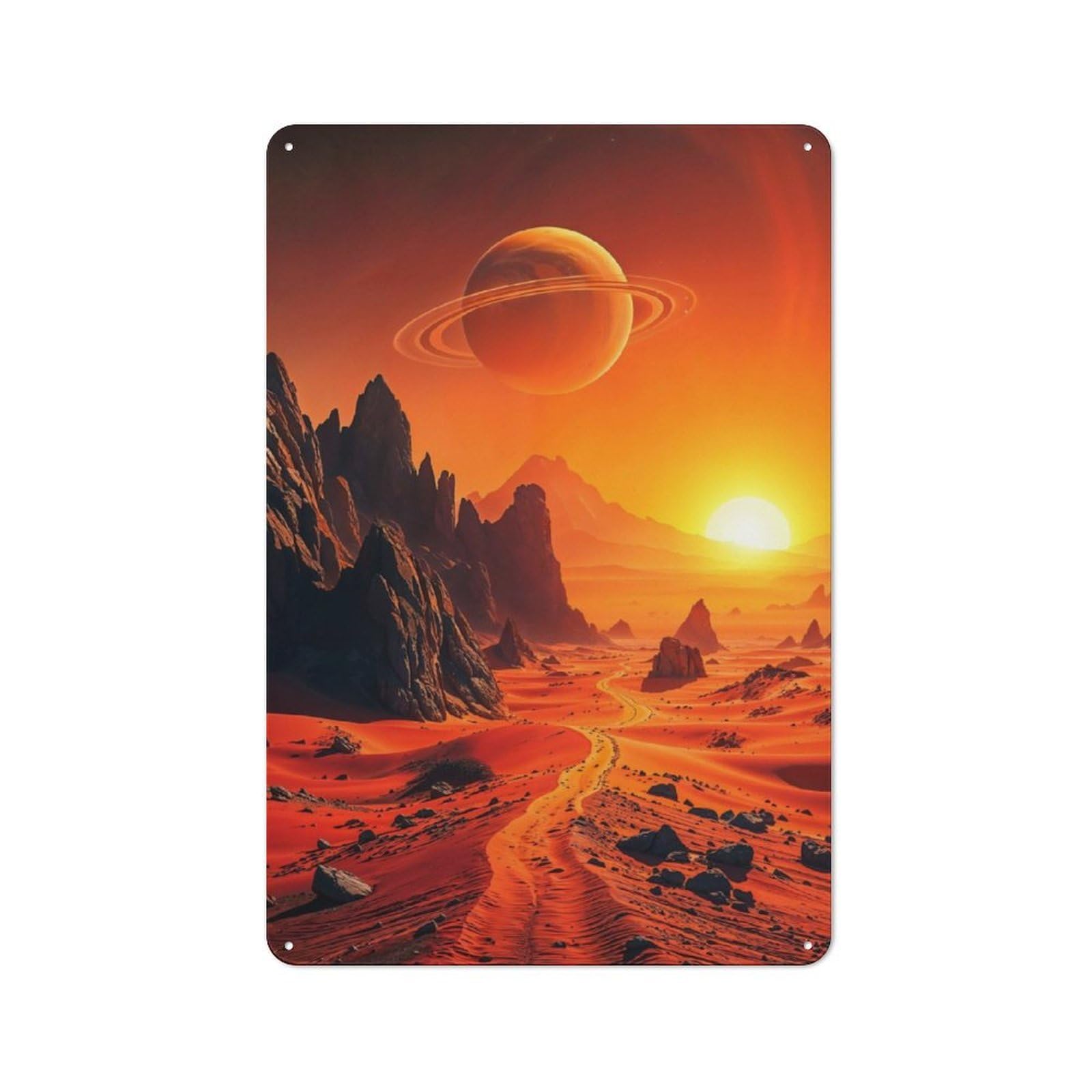 Junmoney Crimson Horizons Call Tin Wall Plaque 30X20cm With For Bar Or Restaurant, Suited To Bar Decor Enthusiasts