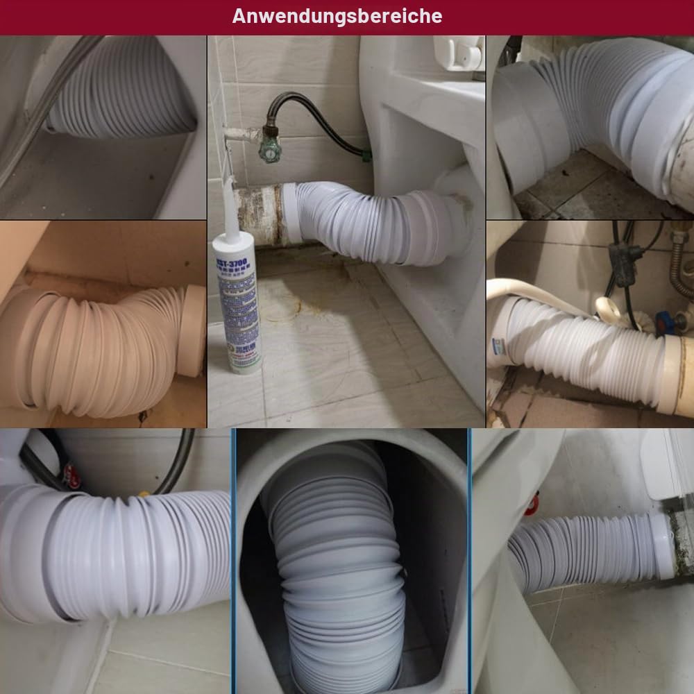 Universeller Toiletten-Abflussrohrverbinder, Ausziehbar 280-650mm, Langlebige, Zuverlässige Dichtung, Flexibler, Austauschbarer Ablaufschlauch Für Viele Toilettenmodelle Oder Komplexe Rohrverläufe Usw