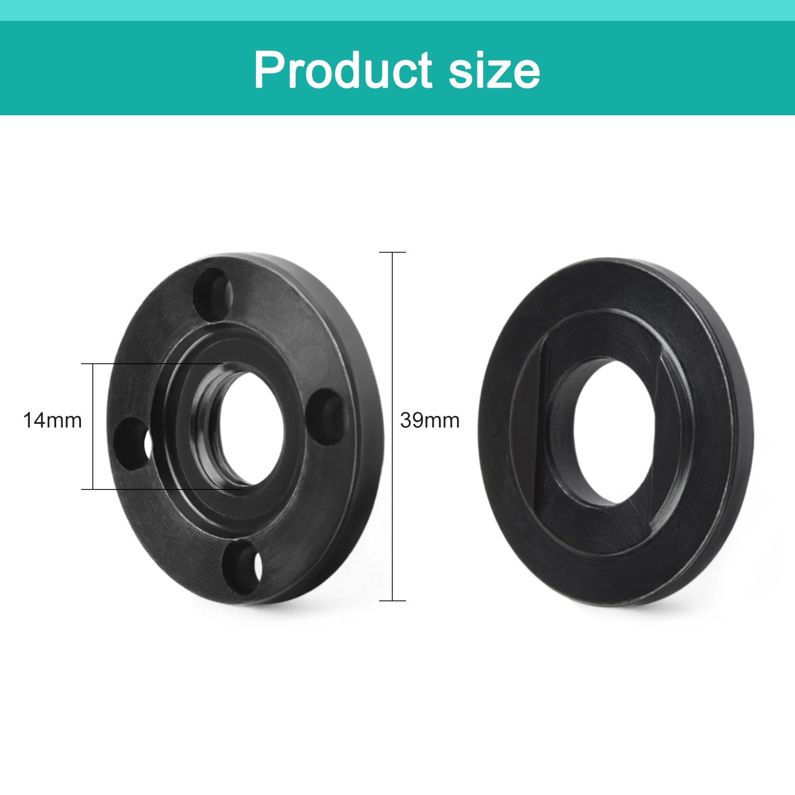 Dadi flangiati per smerigliatrice a disco, filettatura per M14, diametro 40 mm, set da 2 pezzi, adatti per filettatura mandrino da 14 mm