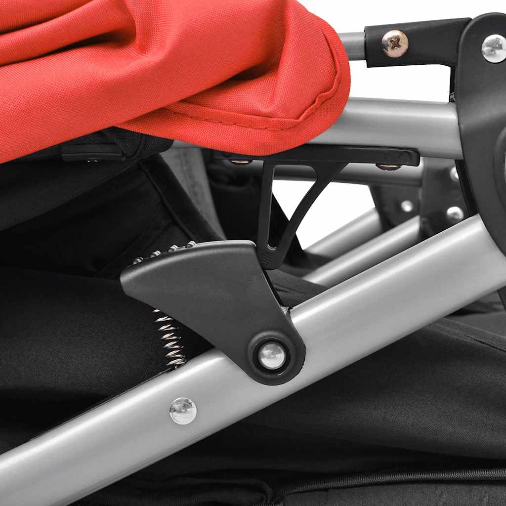 Passeggino gemellare, pieghevole, fino a 30 kg (2 x 15 kg), per gemelli e fratelli di 0 mesi, passeggino per bambini e bambini, in acciaio, rosso e nero