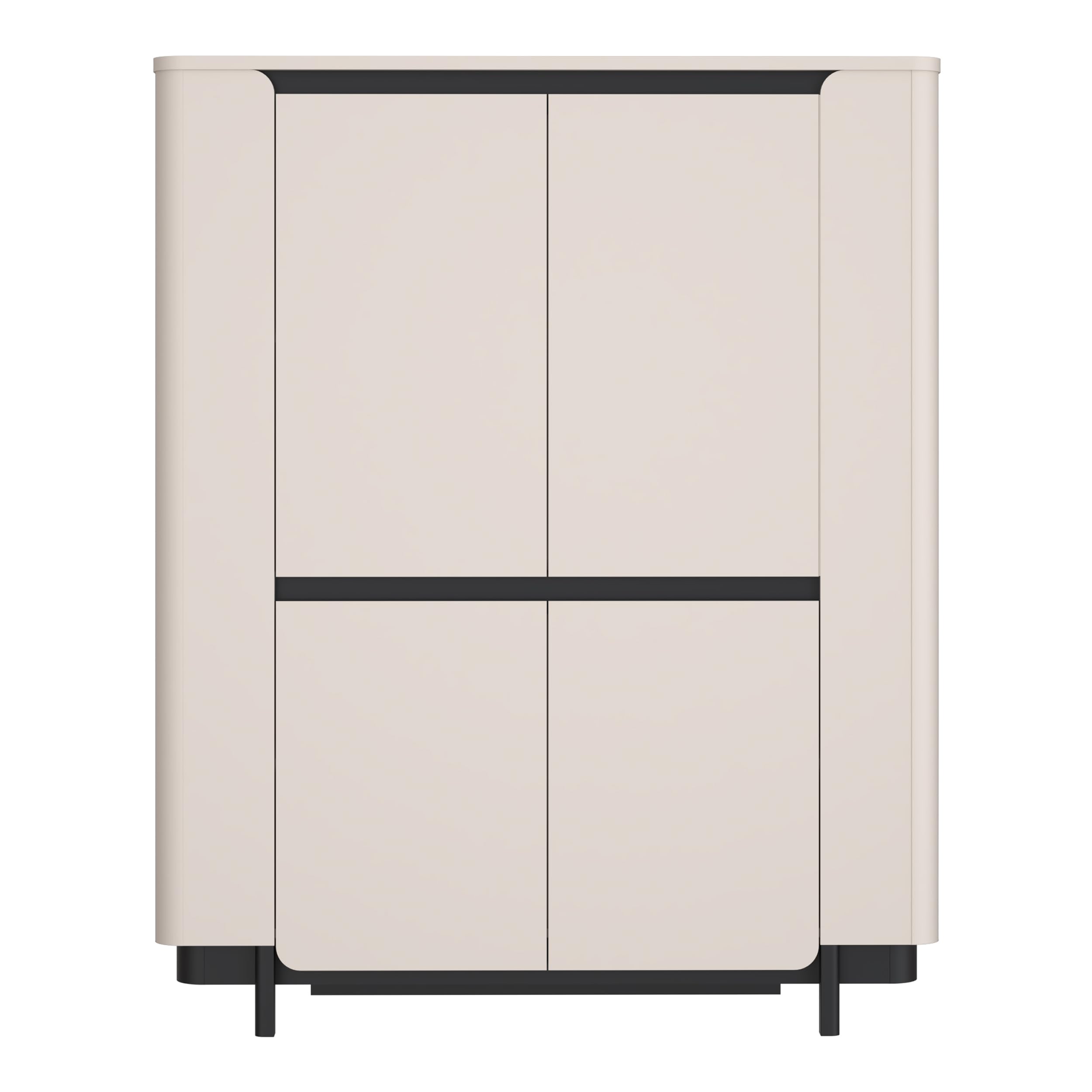 Forte VODOL Highboard 130, modernes Highboard mit 4 Türen und abgerundetem Eckendesign, Holzwerkstoff, Kaschmir|Beige, 130,3 cm breit x 161,1 cm hoch x 44,8 cm tief