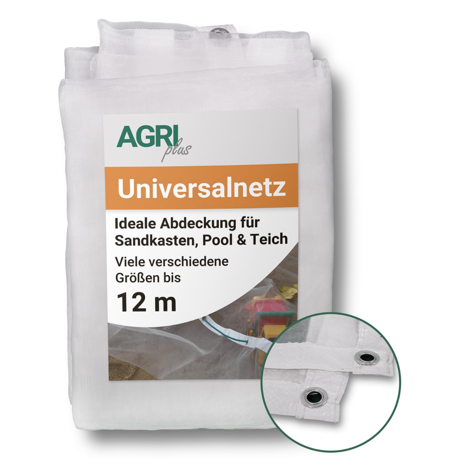AGRI plus Universalnetz für Sandkasten, Pool & Teich | 2,5 x 3,5 m | Verschiedene Maße | Netz engmaschig 0,8 x 0,8 mm I Abdecknetz mit Ösen I Schutznetz UV-beständig & wasserdurchlässig