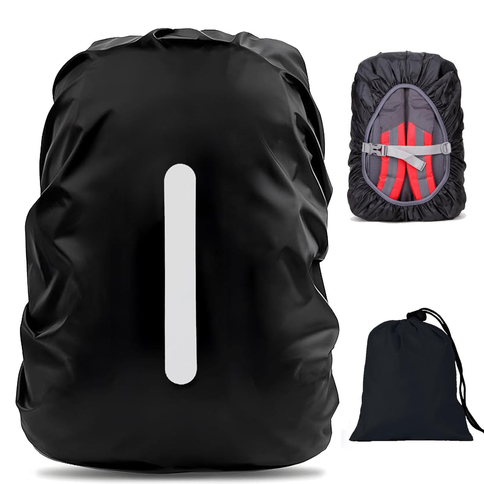 PINEPAN Rucksack-Regenhülle mit Reflektorstreifen, Rutschfes