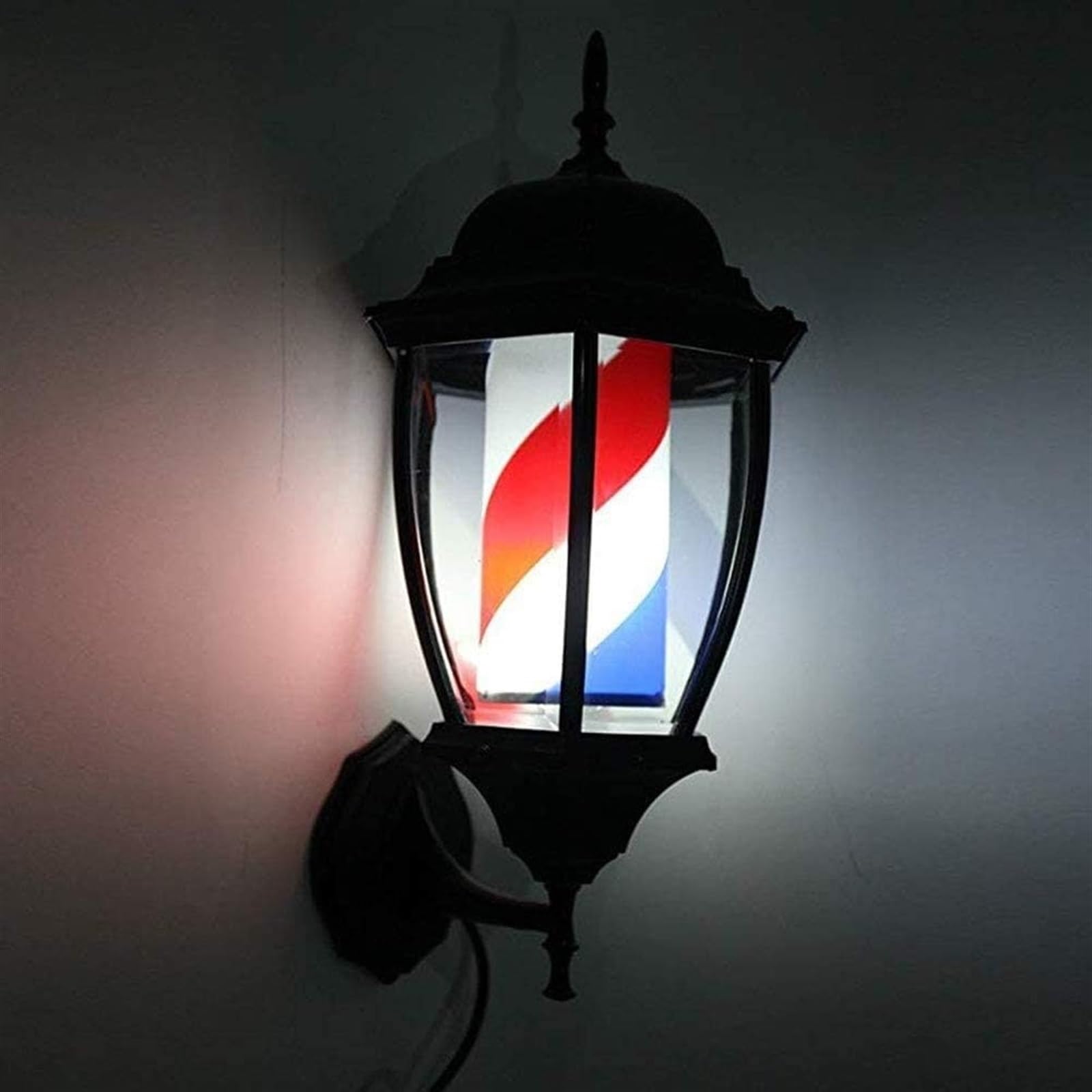 Salón Giratorio, barbería, Cartel Abierto, Poste, Tiras Rojas, Blancas y Azules con luz de Globo Brillante, lámpara montable en Pared