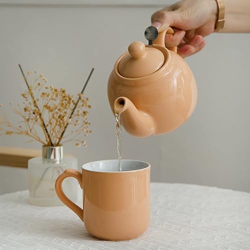 Miniatura 3 de Tetera Farmhouse con infusor, cerámica, albaricoque, 2 tazas (20.3 fl oz)