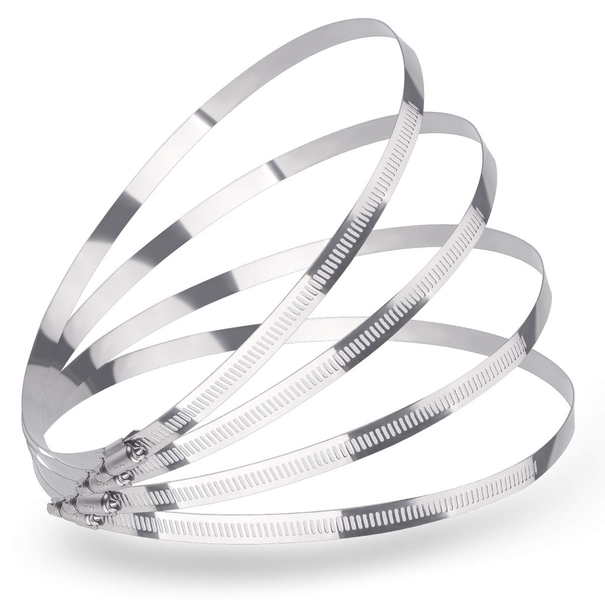 LOKMAN 4 Pack 4 Inch Stainless Steel Hose Clamps Worm Gear Duct Clamps Adjustable from 3 3/4 inch - 4 inch/ 95-110mm Fuel Line Hose Pipe Clamp for Dryer Vent Hose