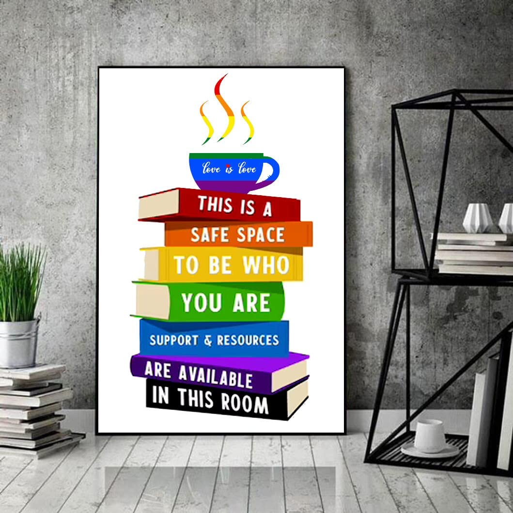 Bioprocess Safe Space Poster Wall Lgbt Pride School Office Wall Decor Rainbow Lesbian & Gay Design Lgbt Pride Poster Equality Art Wall Decor Poster Metal Sign 8X12 Inches