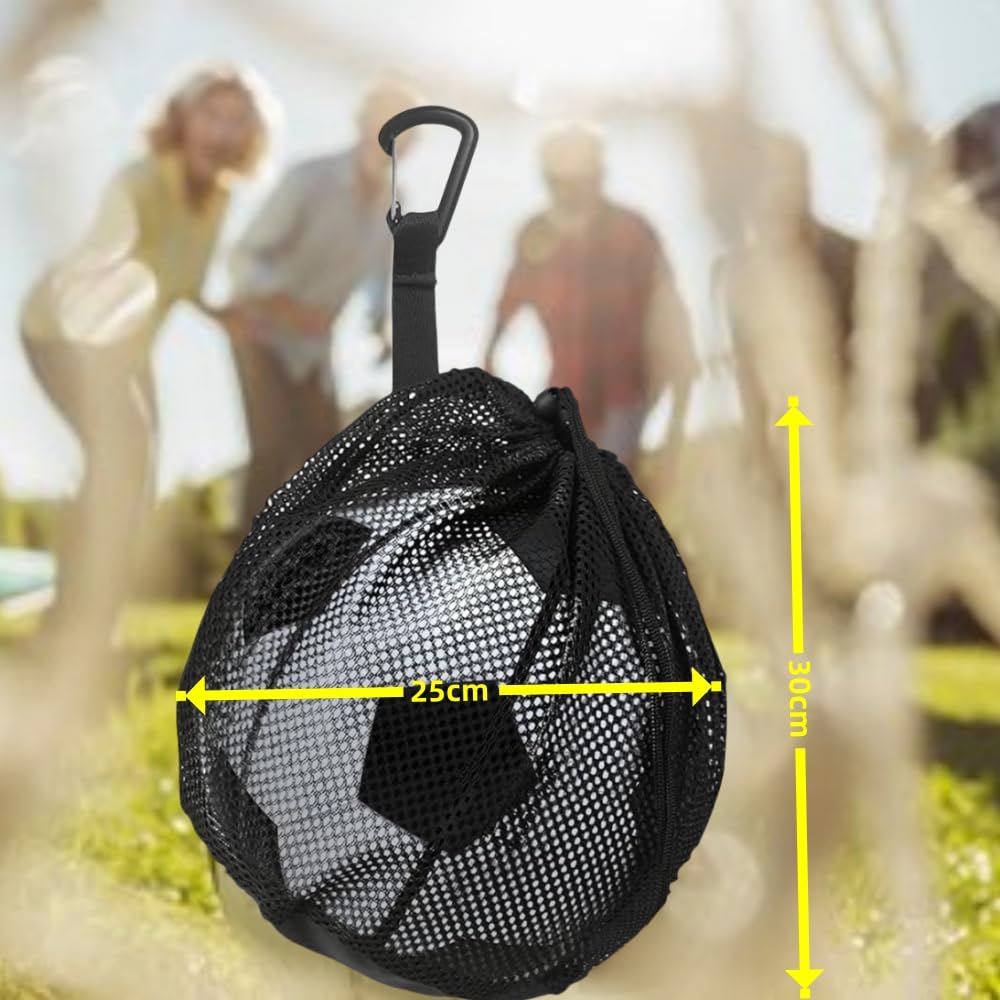 Sac en Maille Filet, Grand Capacité Sac de Ballon Réutilisable pour Basketball, Volleyball et Football, Noire