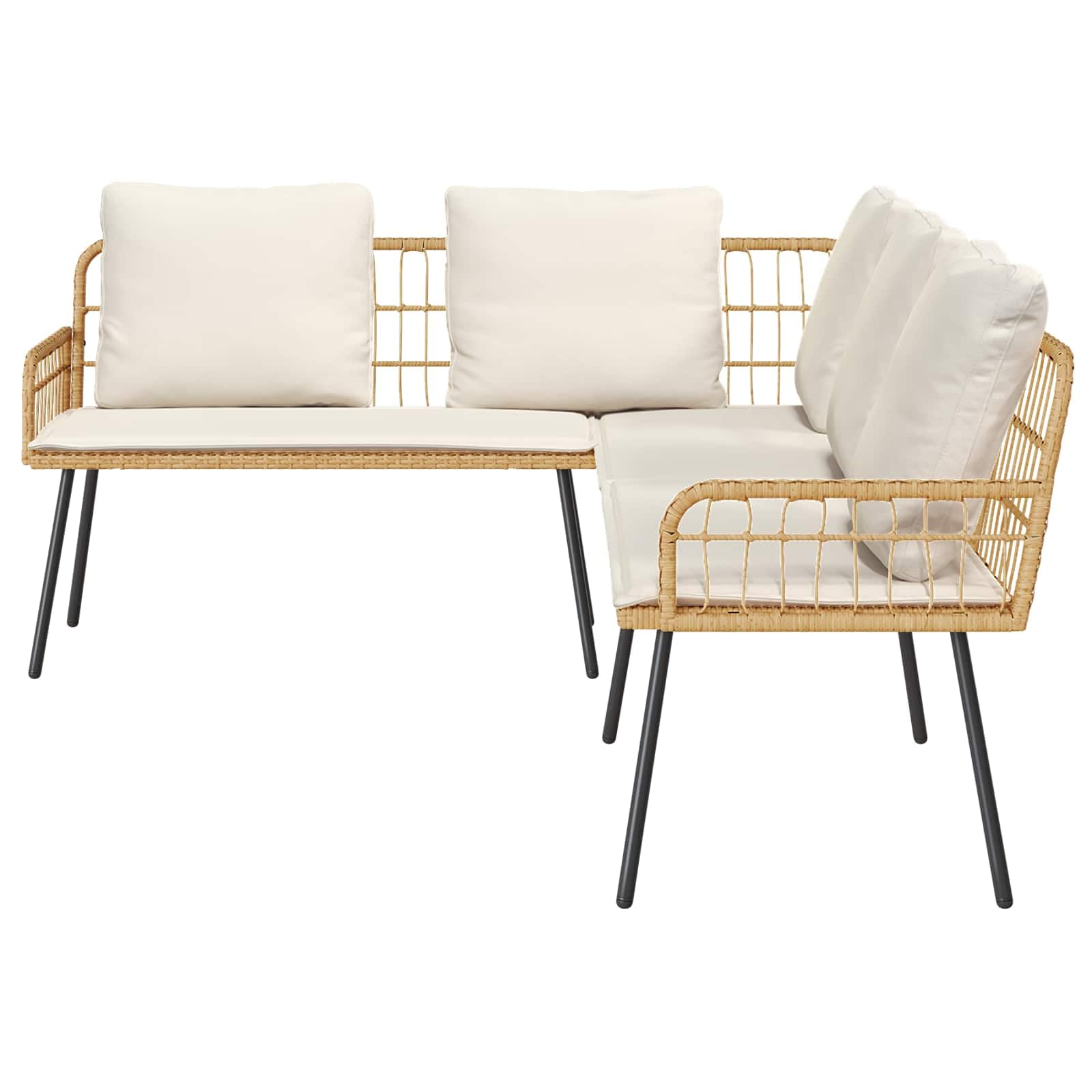 Divano da giardino con cuscino, colore naturale, 173 x 231 x 90 cm