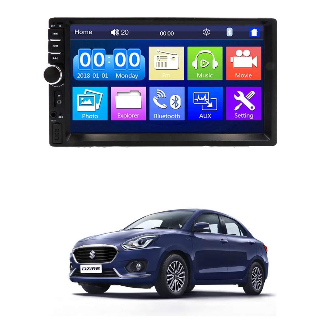AYW 7Inch Double Din Screen for Dezire Universal for All Models-image-30