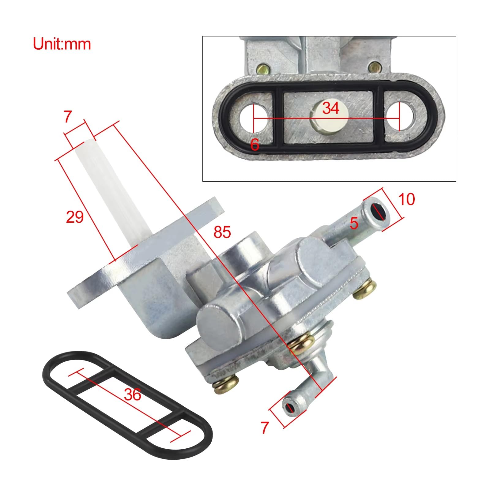 Para Hyosung GT250 GT650 GV650 GT250R GT650R 44300-33E00 44300-33E0V 34mm Interruptor Válvula Tanque Combustible Grifo Llave Purga Grifo Llave Gasolina Moto