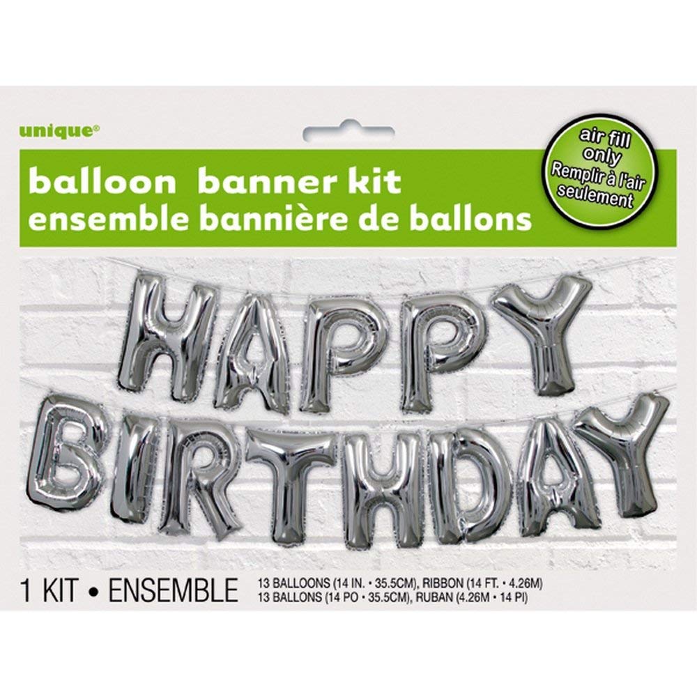 Unique Party 53680 - Kit di bandierine per palloncini con lettera di buon compleanno