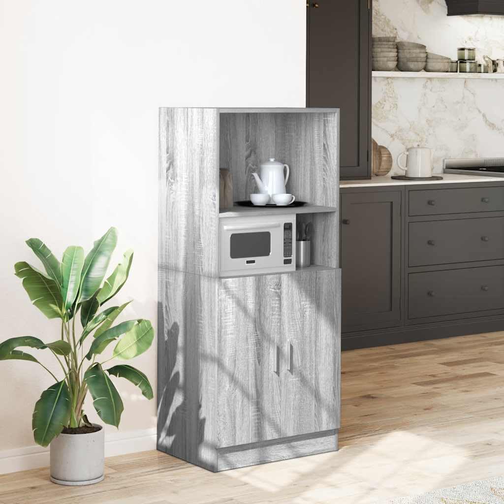 vidaXL Küchenschrank Grau Sonoma 57x41,5x131,5 cm Holzwerkstoff, Schrank, Küchenzeile, Beistellschrank, Vorratsschrank, Geschirrschrank, Sideboard