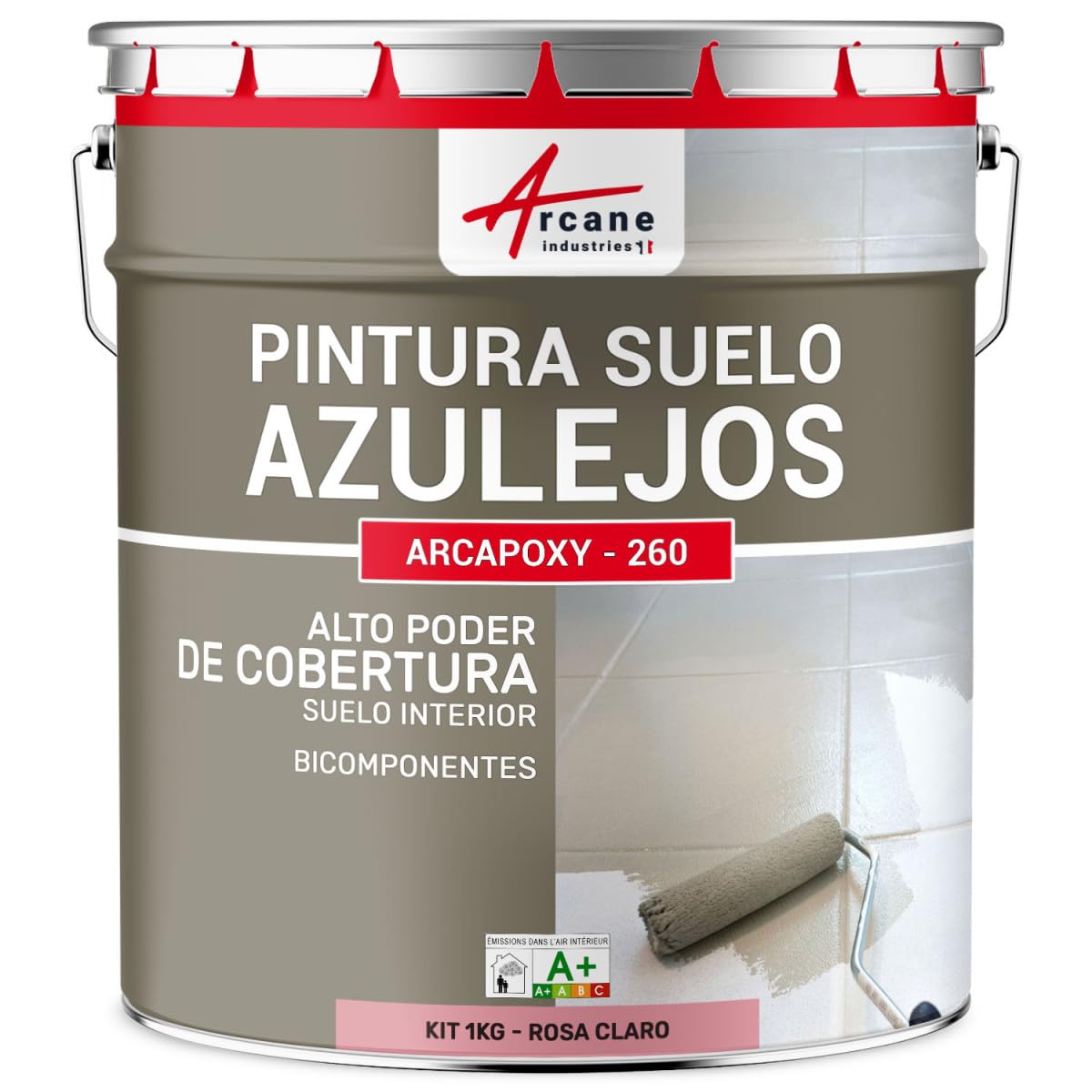 ARCANE INDUSTRIES Pintura para Suelo de Baldosas - Resina epoxi para suelo con baldosas - ARCAPOXY - 260 - Rosa Claro - RAL 3015